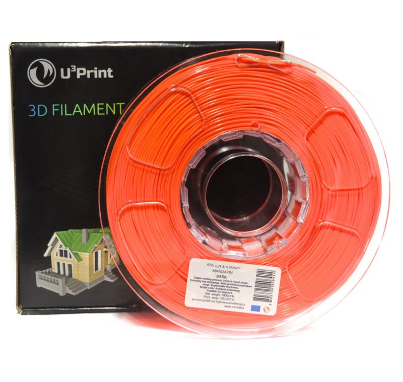 Фотография нить для 3D-принтера PLA basic пластик U3Print mandarine fluory (оранж.флуо)